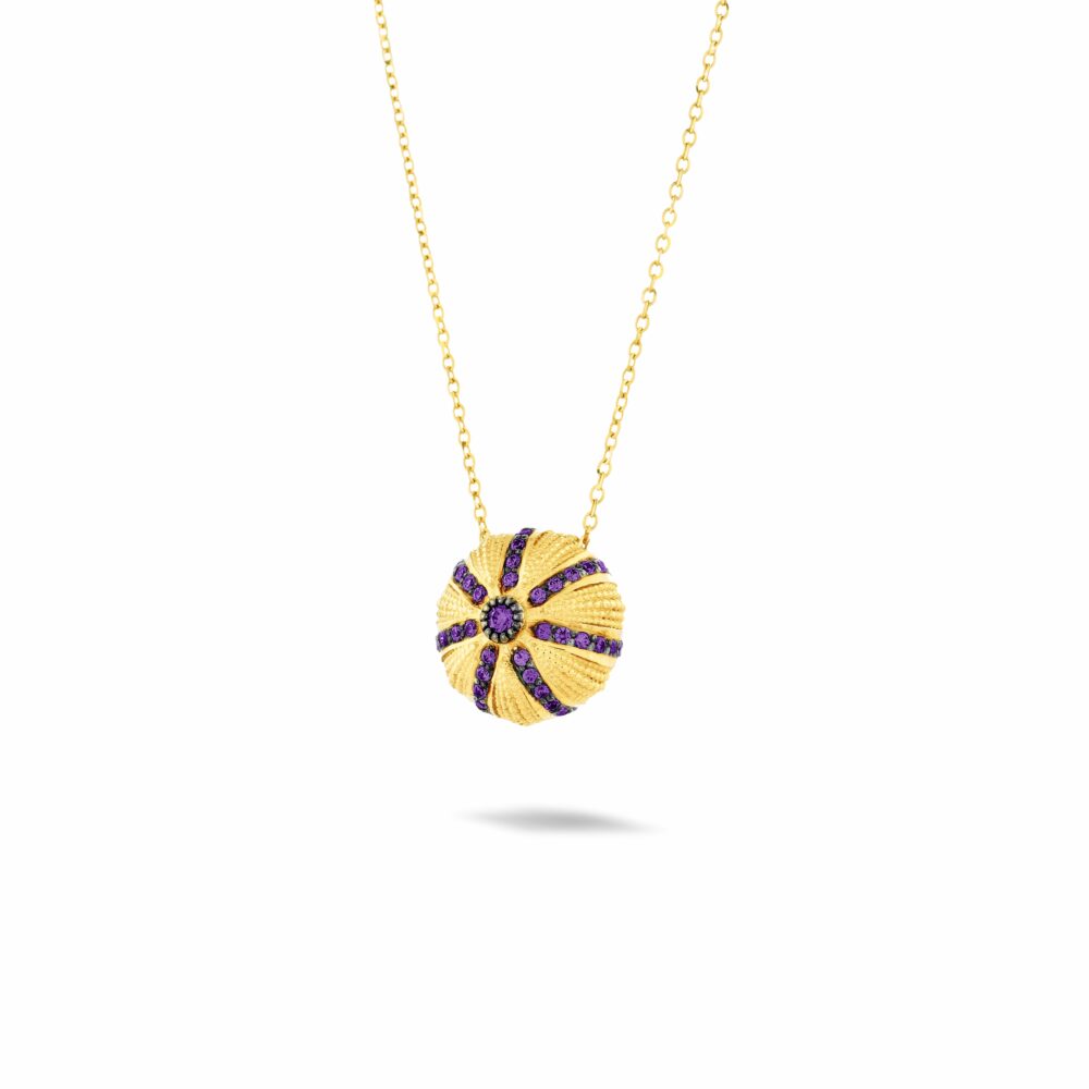 Maria Battaglia - Collier Oursin petit modèle, or jaune & tanzanite