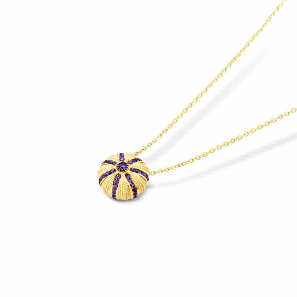 Maria Battaglia - Collier Oursin petit modèle, or jaune & tanzanite – Image 2