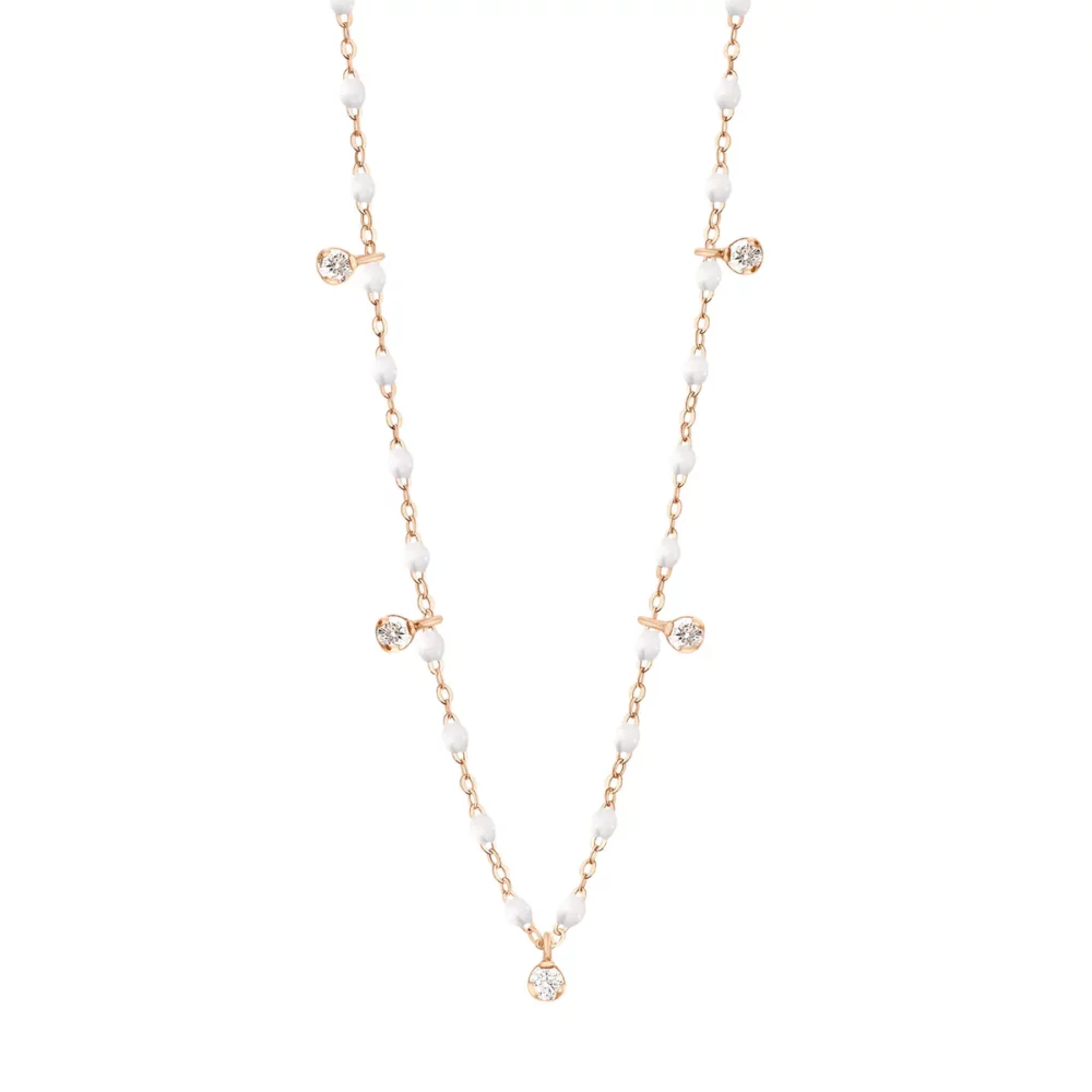 Gigi Clozeau - Collier suprême, or rose 5 diamants résine blanche