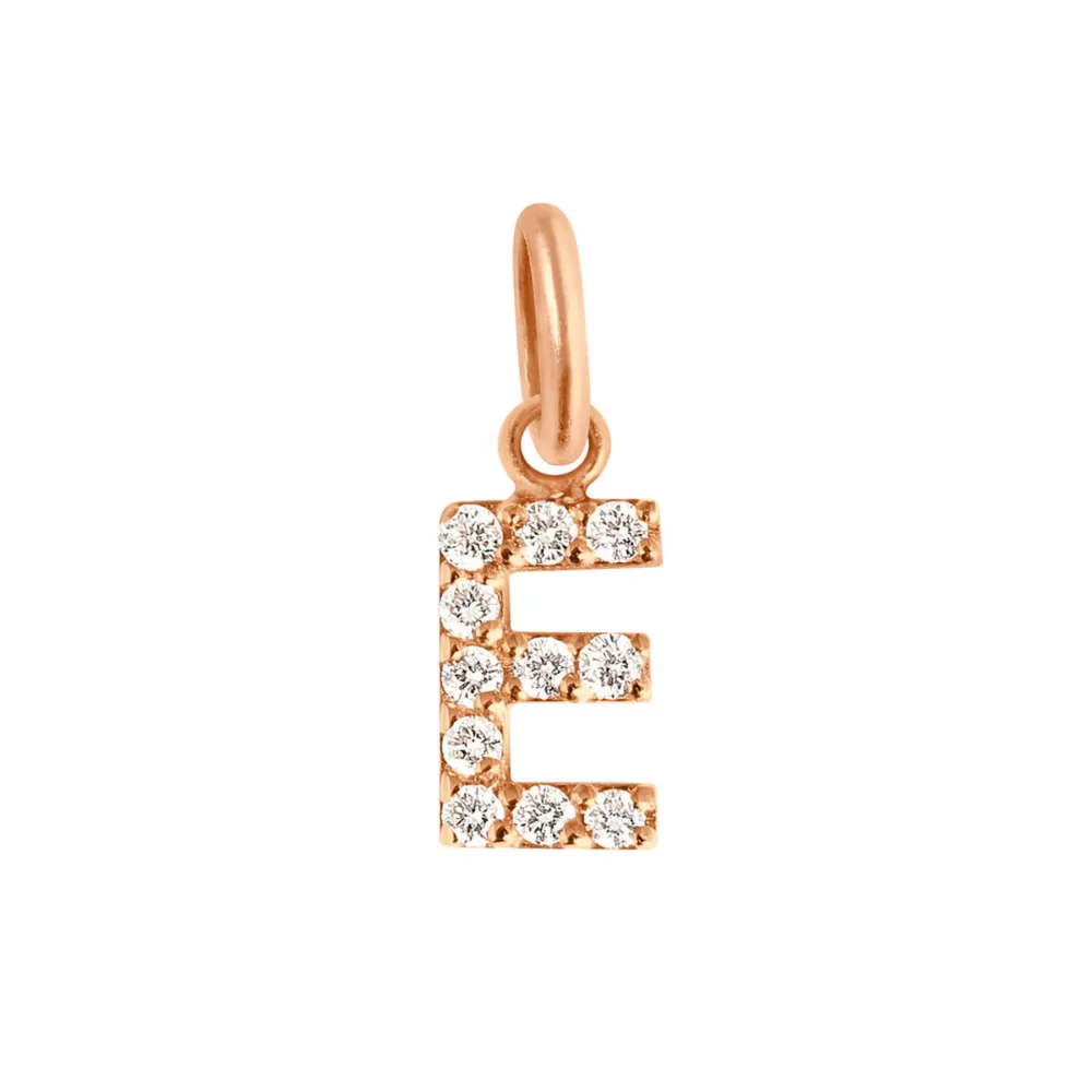 Gigi Clozeau - Pendentif initial E or rose, diamants