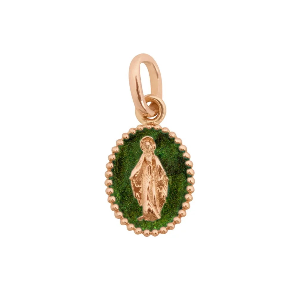 Gigi Clozeau - Pendentif Madone or rose, résine scarabée