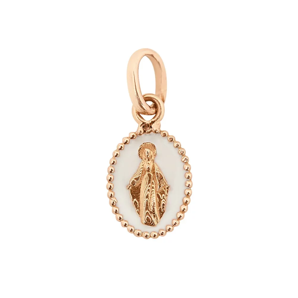 Gigi Clozeau - Pendentif Madone or rose, résine blanche