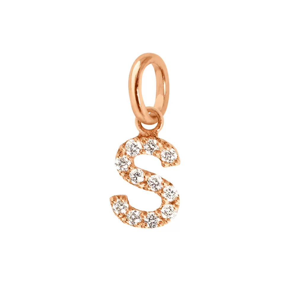 Gigi Clozeau - Pendentif initial S or rose, diamants