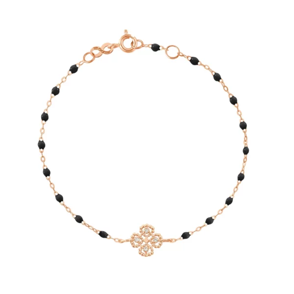 Gigi Clozeau - Bracelet trèfle or rose, résine noire diamants