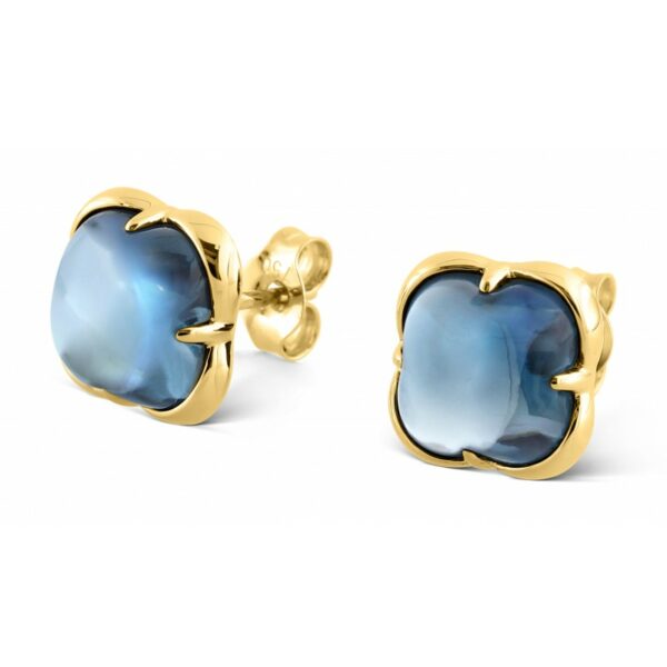 Morganne Bello - Boucles d'oreilles Songe or jaune & topaze bleu