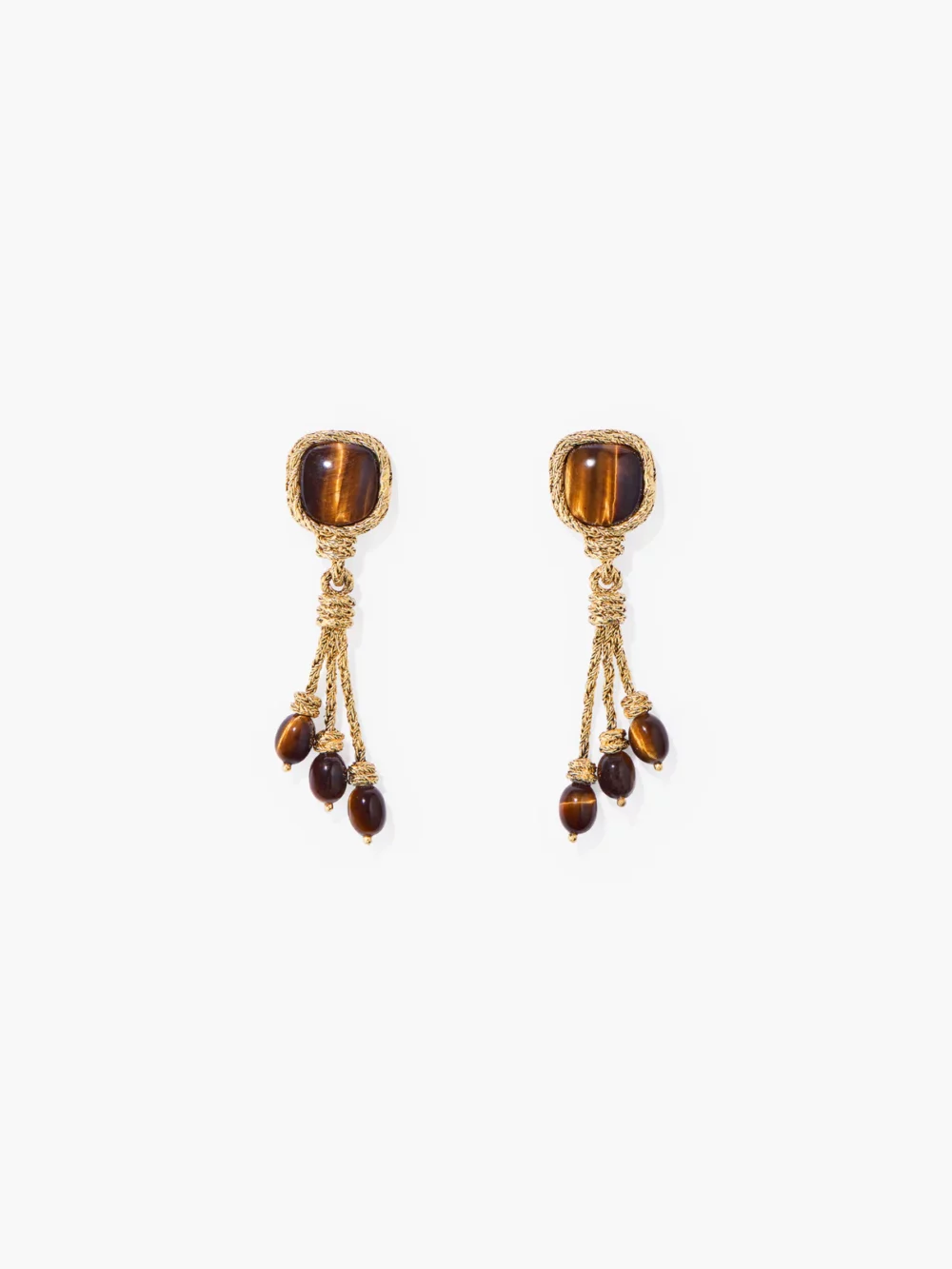 Aurélie Bidermann - Boucles d'oreilles Miki oeil de tigre