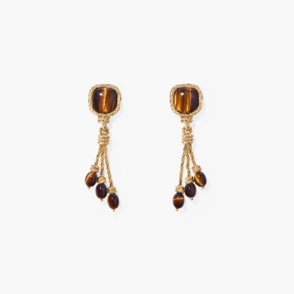 Aurélie Bidermann - Boucles d'oreilles Miki oeil de tigre