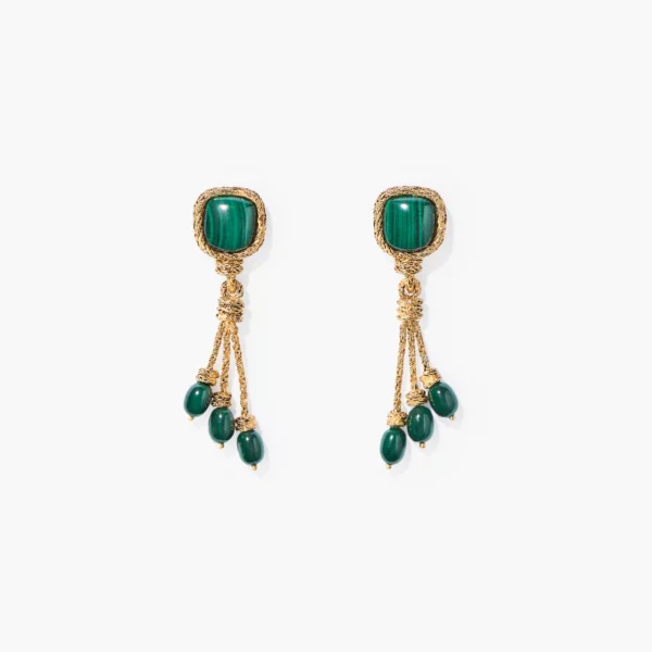 Aurélie Bidermann - Boucles d'oreilles Miki Malachite