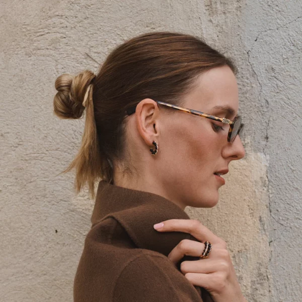 D1928 - Mono boucle créole Coco Beach or rose onyx